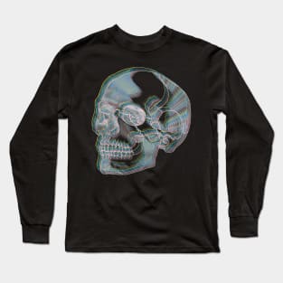 Skull Anaglyph (Red and Blue III) Long Sleeve T-Shirt